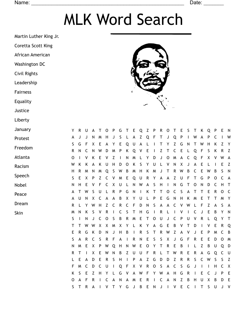 MLK Word Search WordMint