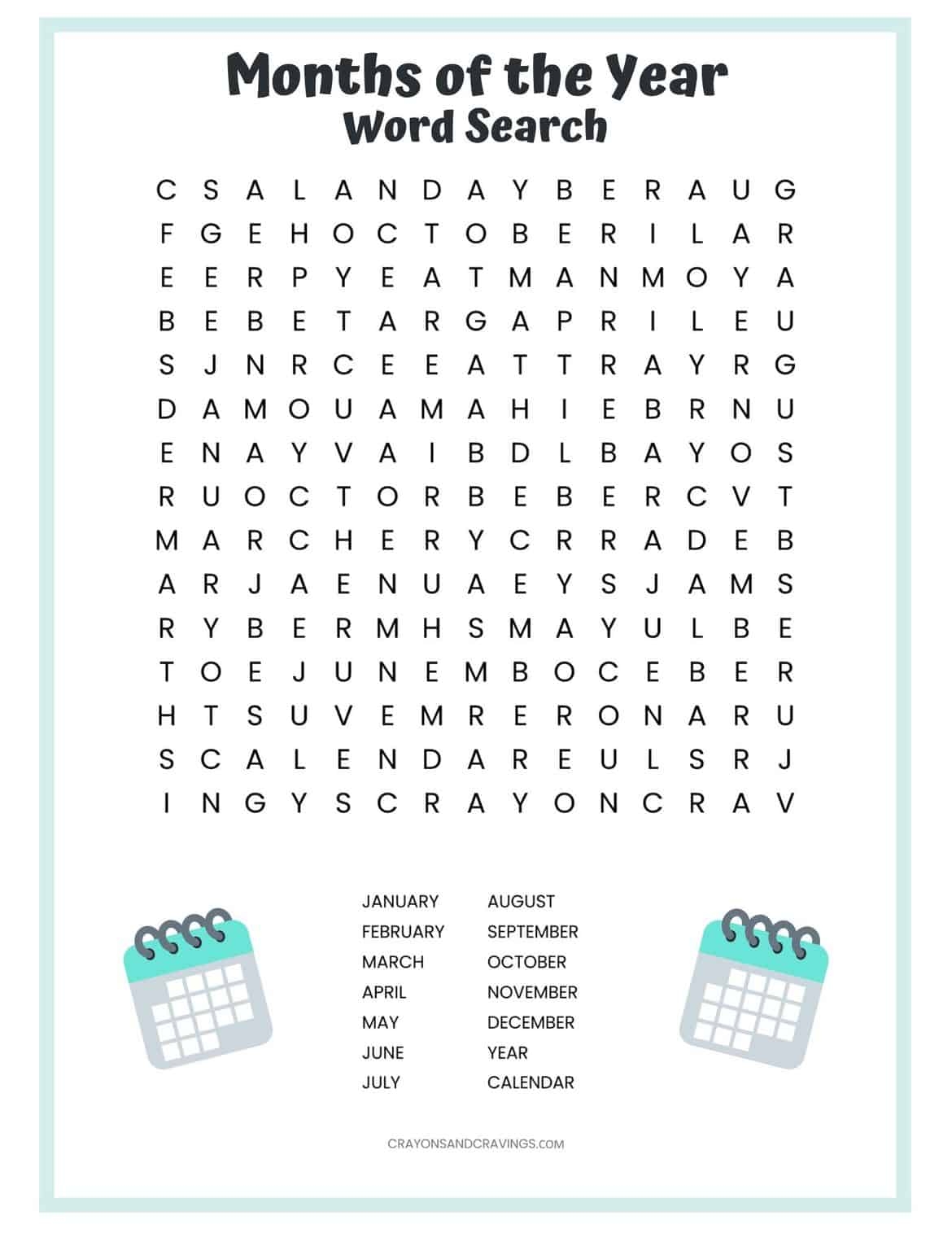 Months Of The Year Word Search Free Printable For Kids Months Of The Year Word Search Free Printable For Kids