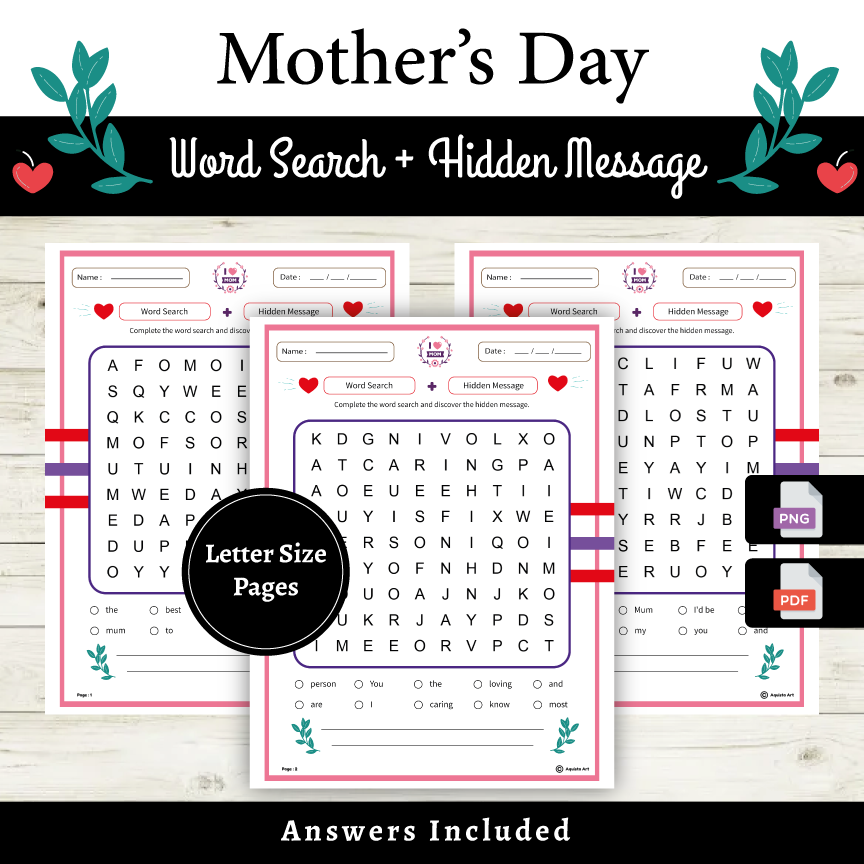 Mother s Day Hidden Message And Word Search Find The Words Mother s Day Hidden Message And Word Search Find The Words