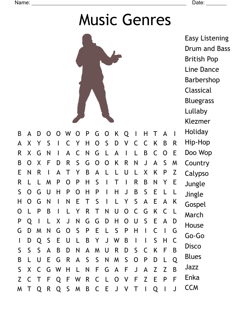 Music Genres Word Search WordMint Worksheets Library Music Genres Word Search WordMint Worksheets Library