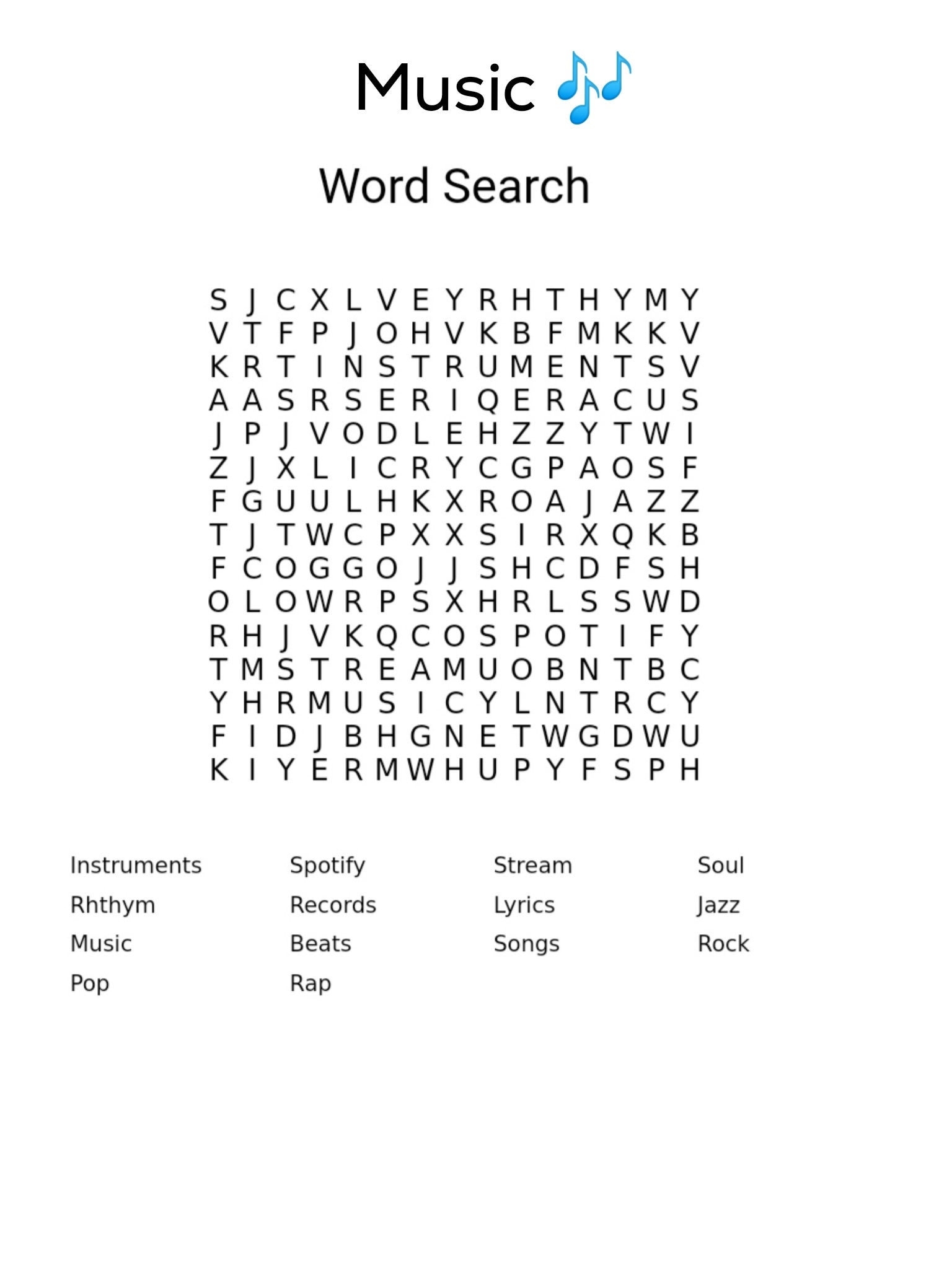 Printable Music Word Search Puzzles Printable Music Word Search Puzzles