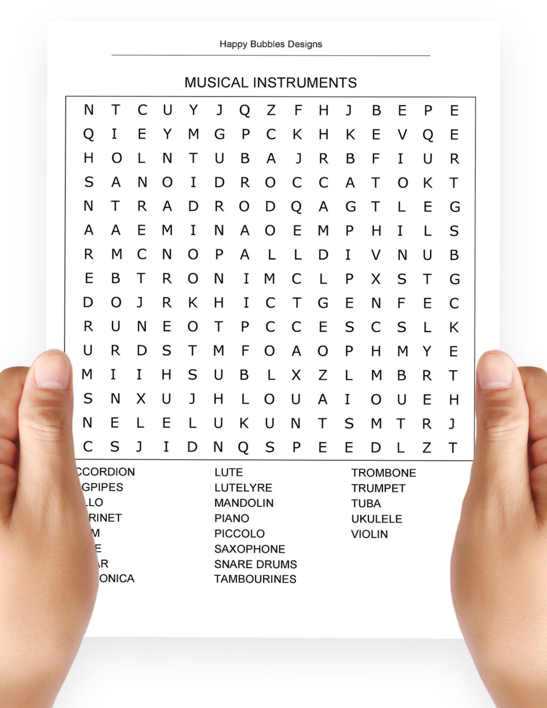 Musical Instruments Word Search Printable Musical Instruments Word Search Printable