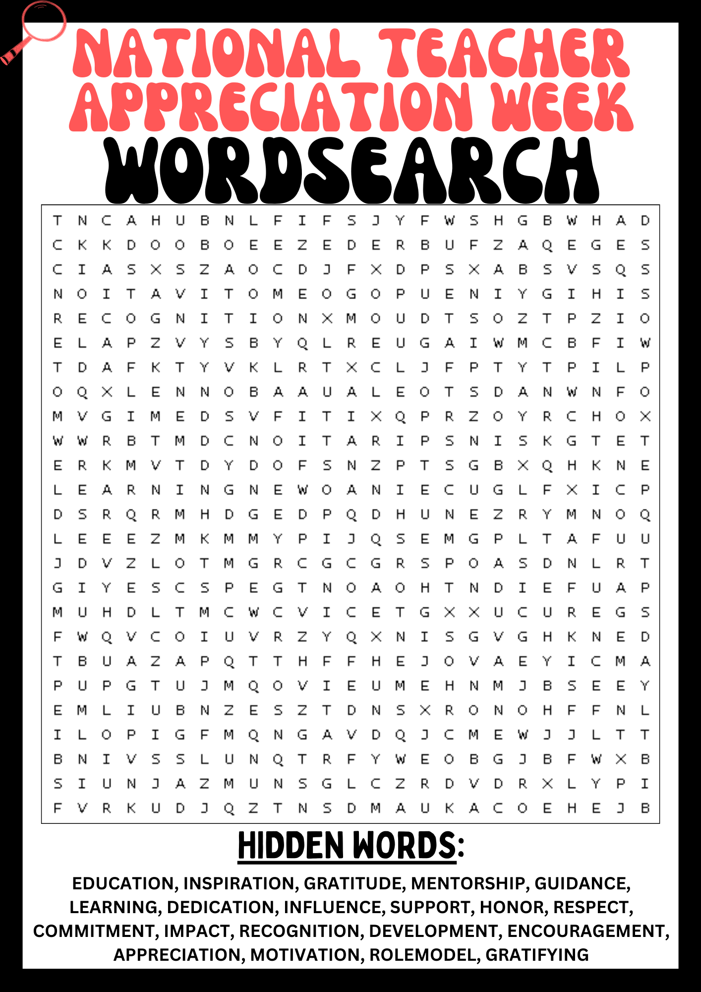 NATIONAL TEACHER APPRECIATION Wordsearch Puzzle Worksheet Printables Activity NATIONAL TEACHER APPRECIATION Wordsearch Puzzle Worksheet Printables Activity