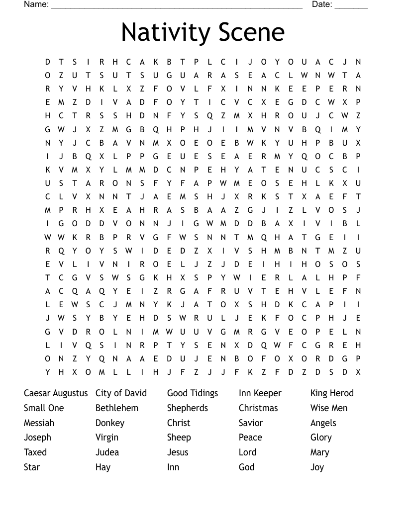 Printable Nativity Word Search Printable Nativity Word Search