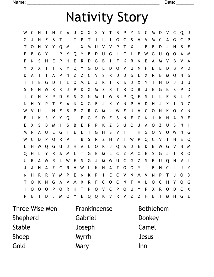 Nativity Word Search Free Printable Pdf Nativity Word Search Free Printable Pdf