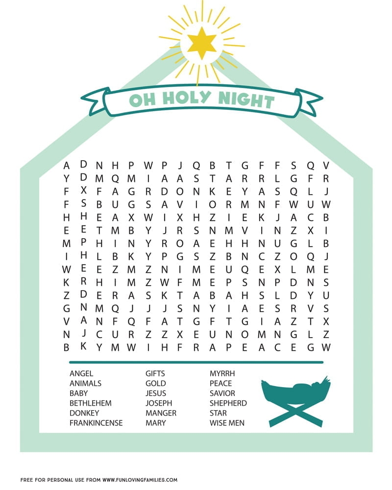 Nativity Word Search Printable Fun Loving Families Nativity Word Search Printable Fun Loving Families
