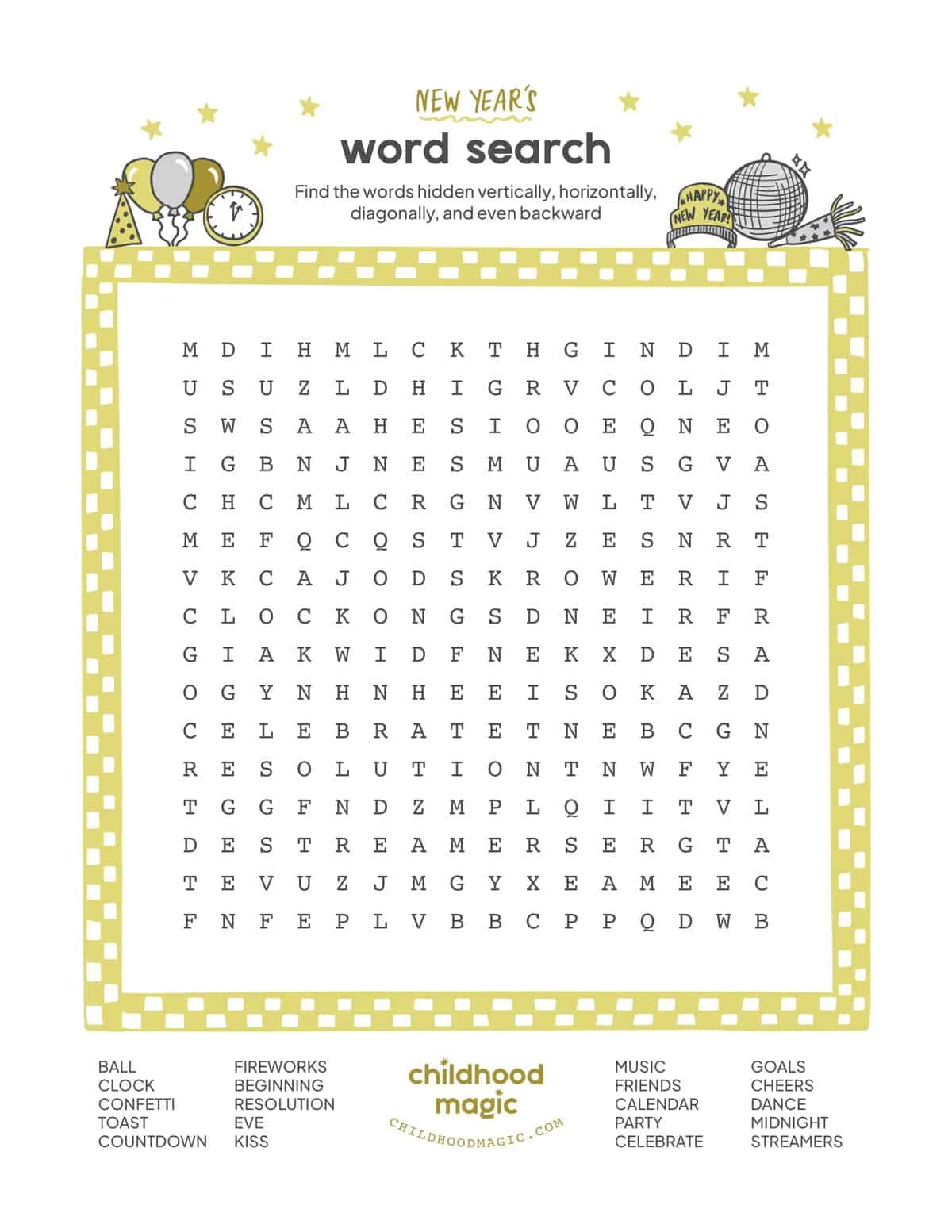 Free New Years Word Search Printable Free New Years Word Search Printable