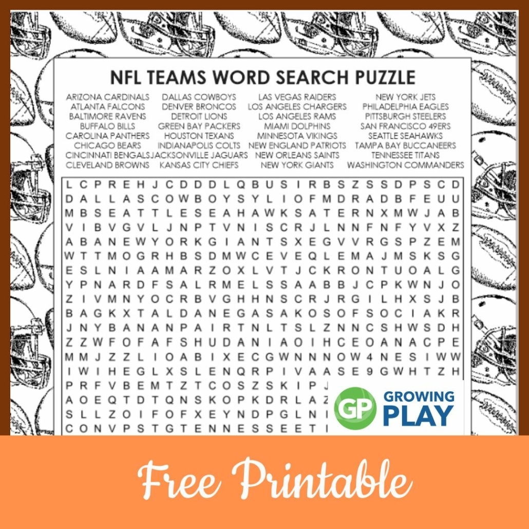 NFL Teams Word Search Puzzle Free Printable Growing Play NFL Teams Word Search Puzzle Free Printable Growing Play