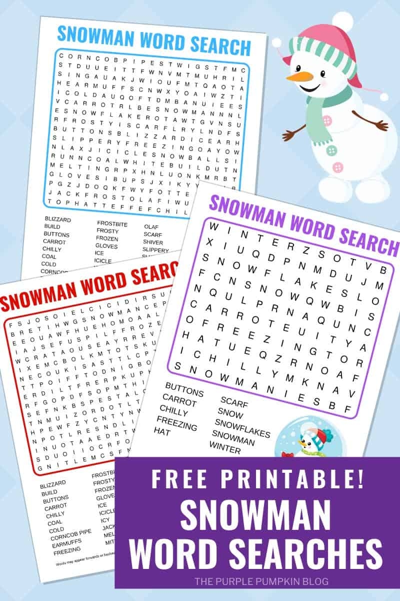 Nine Free Printable Snowman Word Search Puzzles Easy Medium Hard Nine Free Printable Snowman Word Search Puzzles Easy Medium Hard