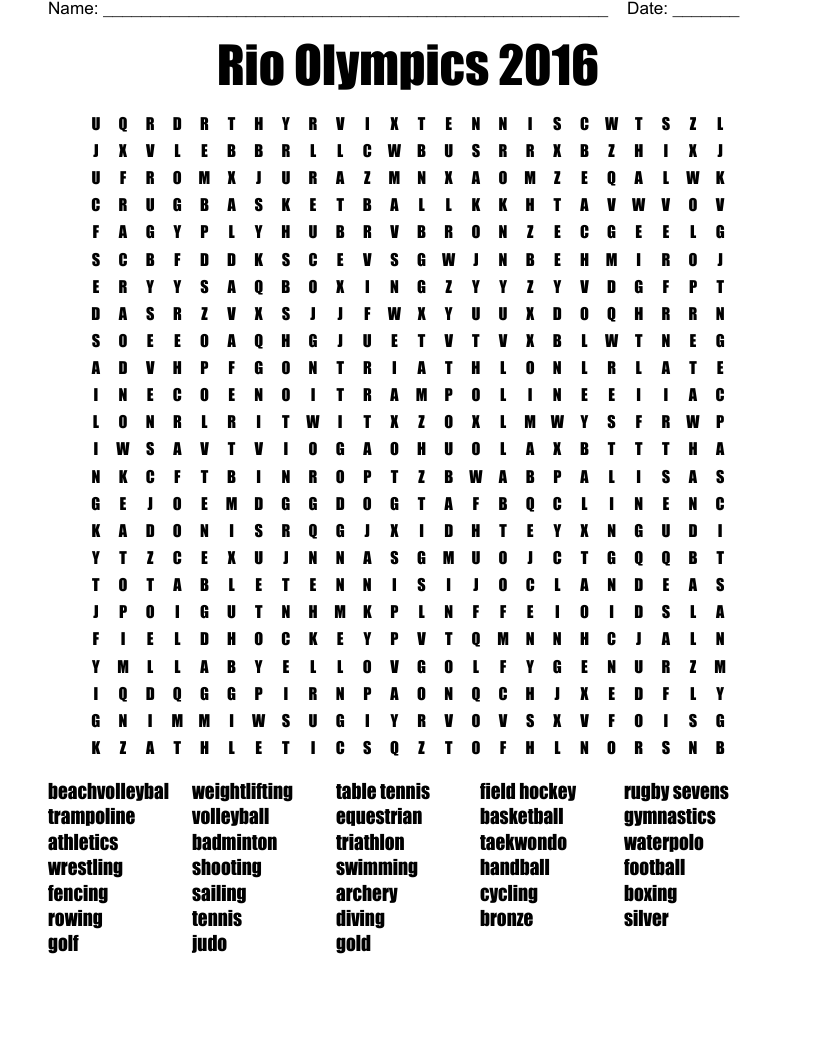 Olympic Word Search 2016 WordMint Olympic Word Search 2016 WordMint