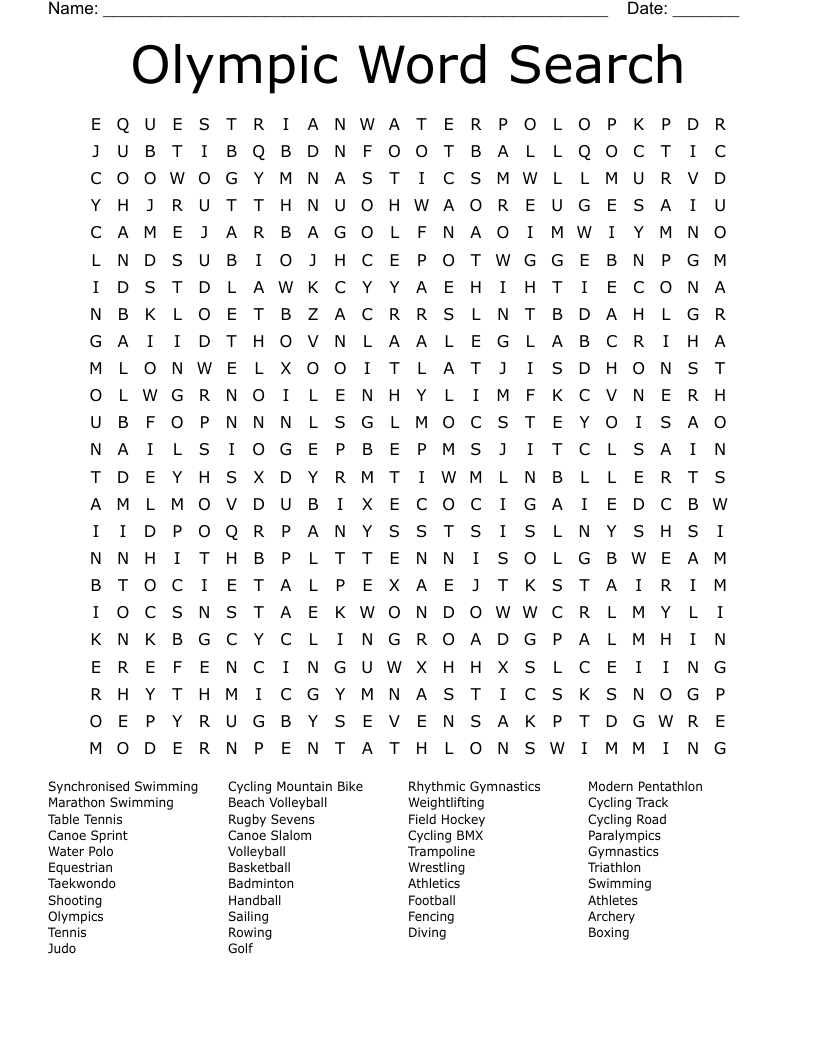 Olympic Word Search WordMint Olympic Word Search WordMint