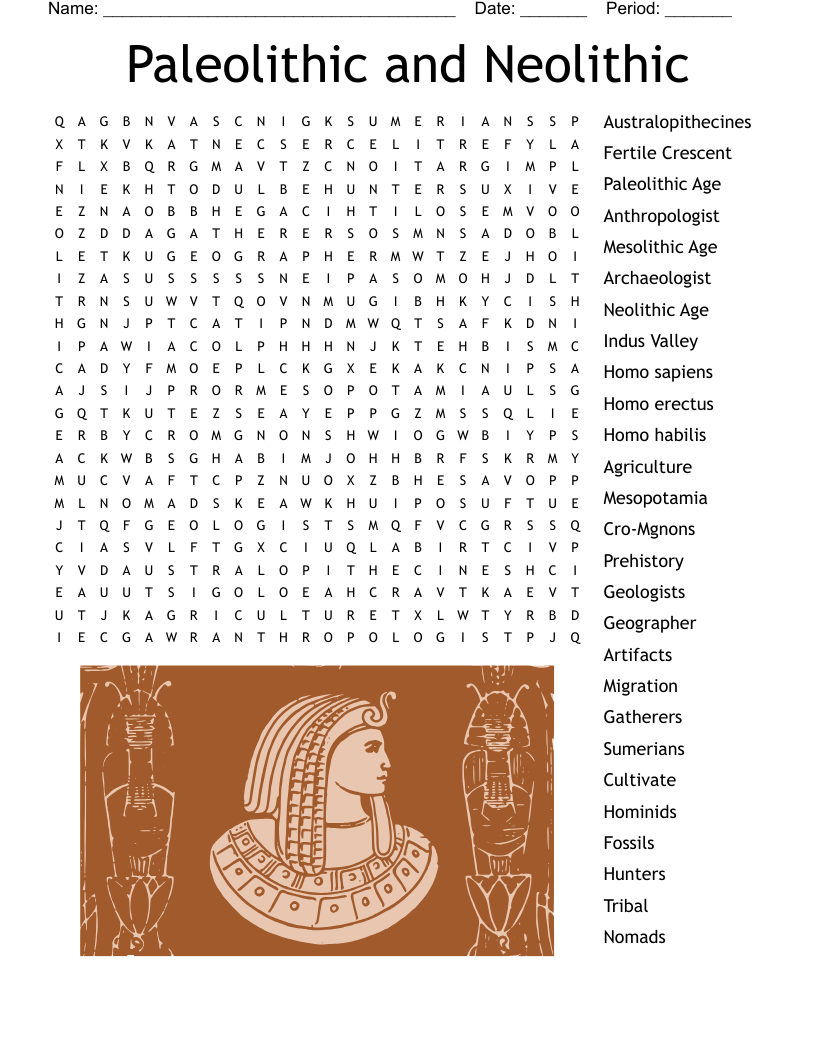 Paleolithic And Neolithic Word Search WordMint