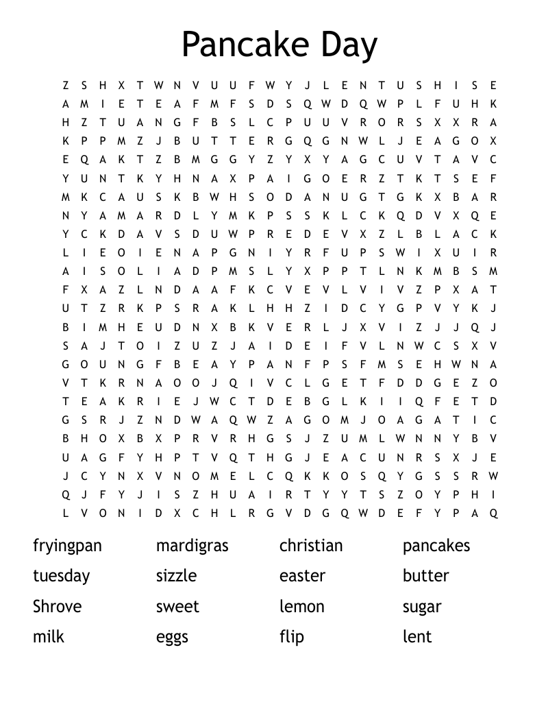 Pancake Word Search WordMint Pancake Word Search WordMint