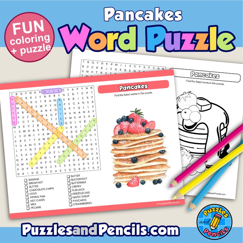 Pancakes Word Search Puzzle Activity And Coloring Wordsearch Pancakes Word Search Puzzle Activity And Coloring Wordsearch