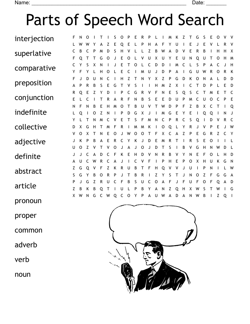 Parts Of Speech Word Search WordMint