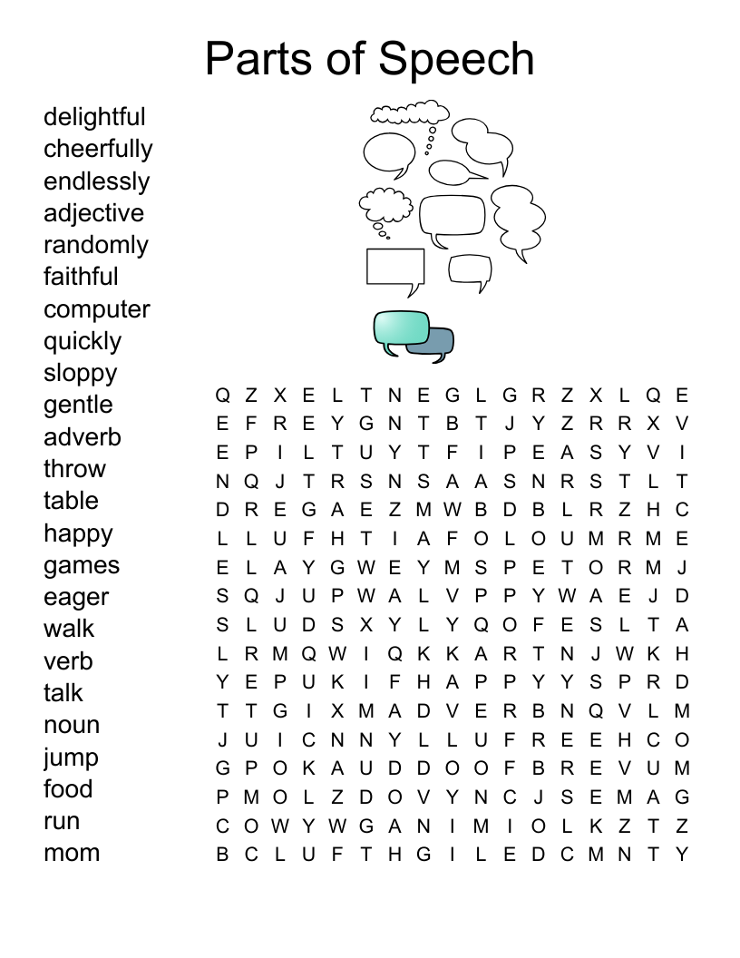 Parts Of Speech Word Search WordMint