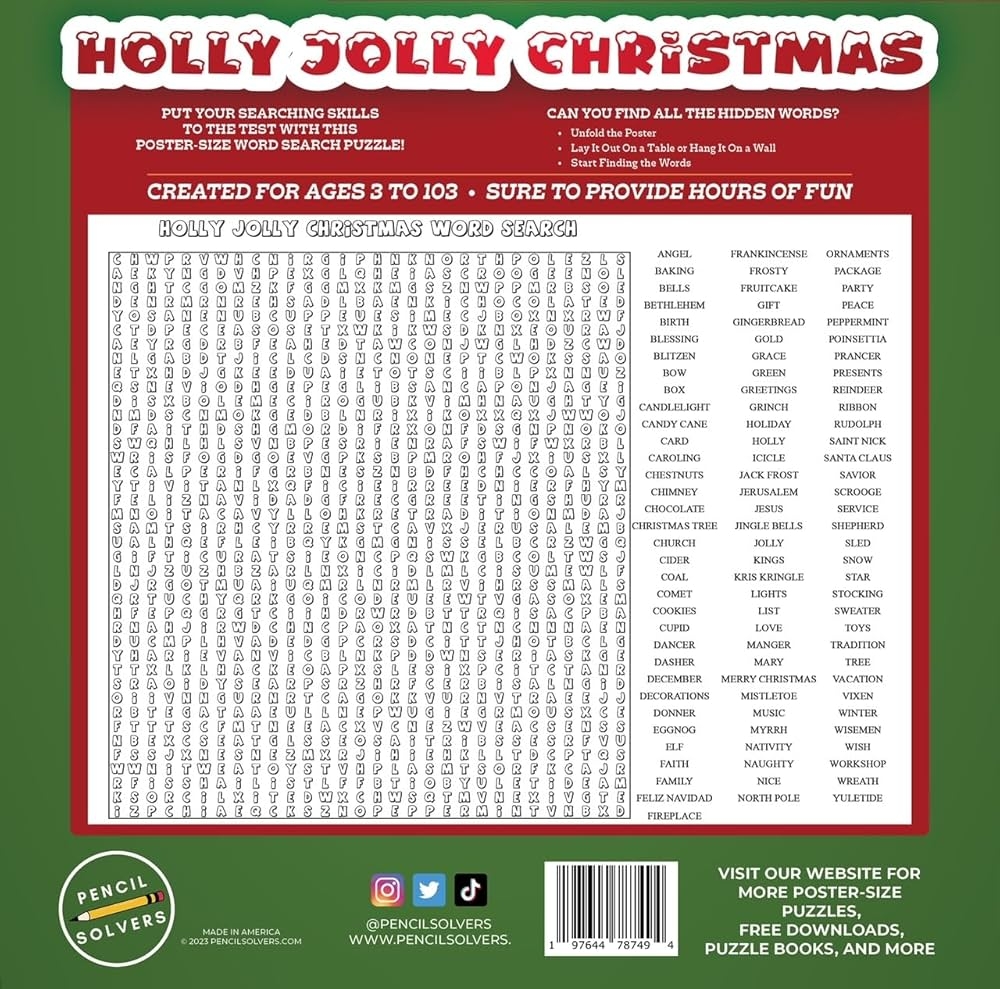 Christmas Word Search 100 Words Printable