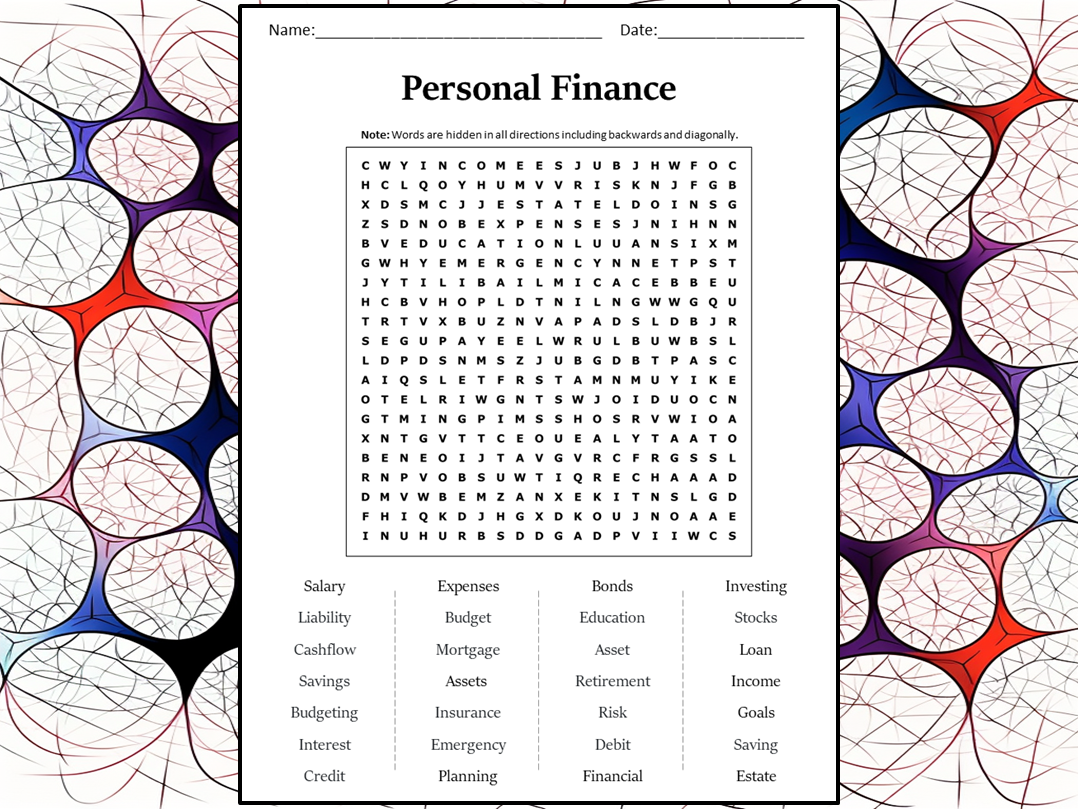 Finance Word Search Printable