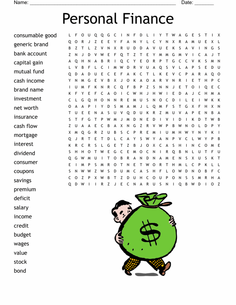 Personal Finance Word Search WordMint
