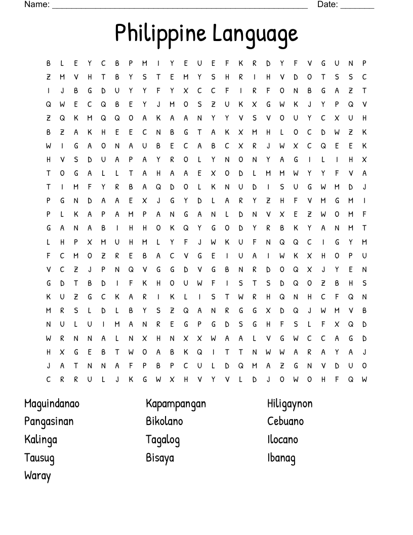 Philippine Language Word Search WordMint
