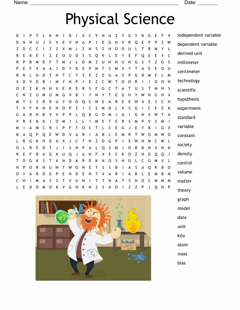 Physical Science Word Search WordMint