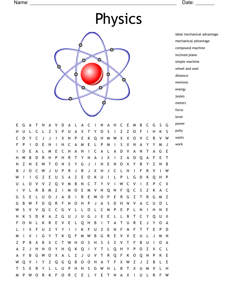 Physics Word Search Printable Physics Word Search Printable