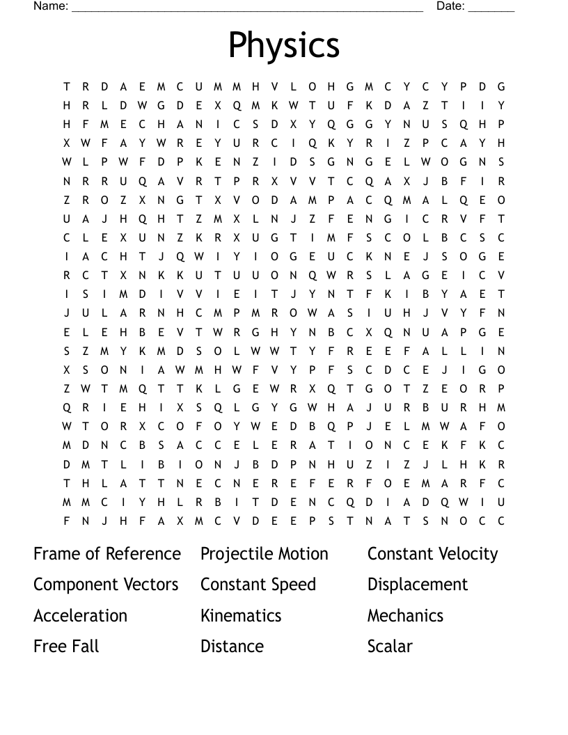 Physics Word Search WordMint Physics Word Search WordMint