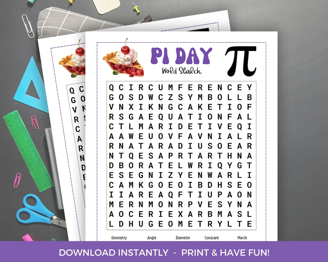 Pi Day Word Search Printable