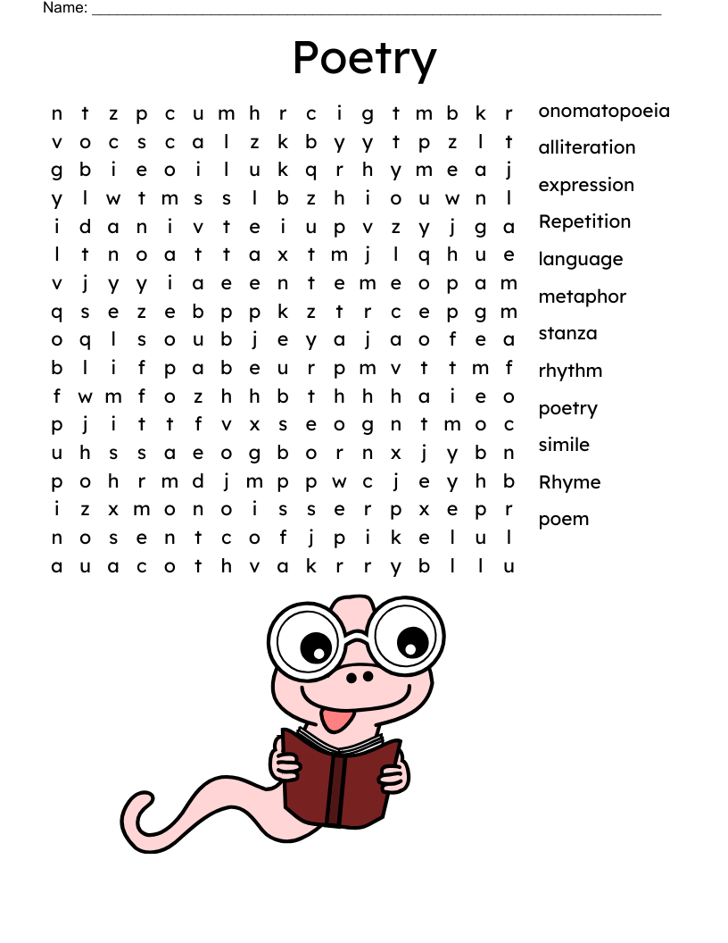 Poetry Word Search Free Printable Poetry Word Search Free Printable