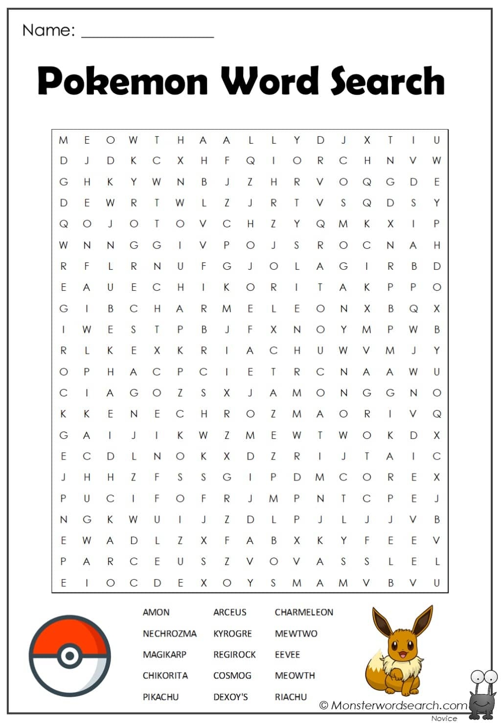 Monster Word Search Printable Monster Word Search Printable