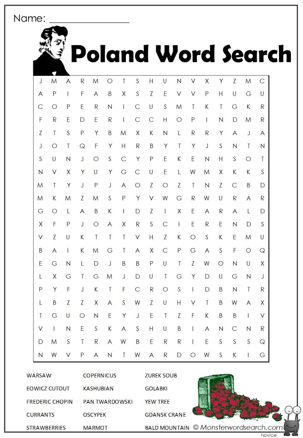 Poland Word Search Monster Word Search