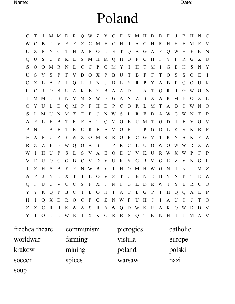 Poland Word Search WordMint