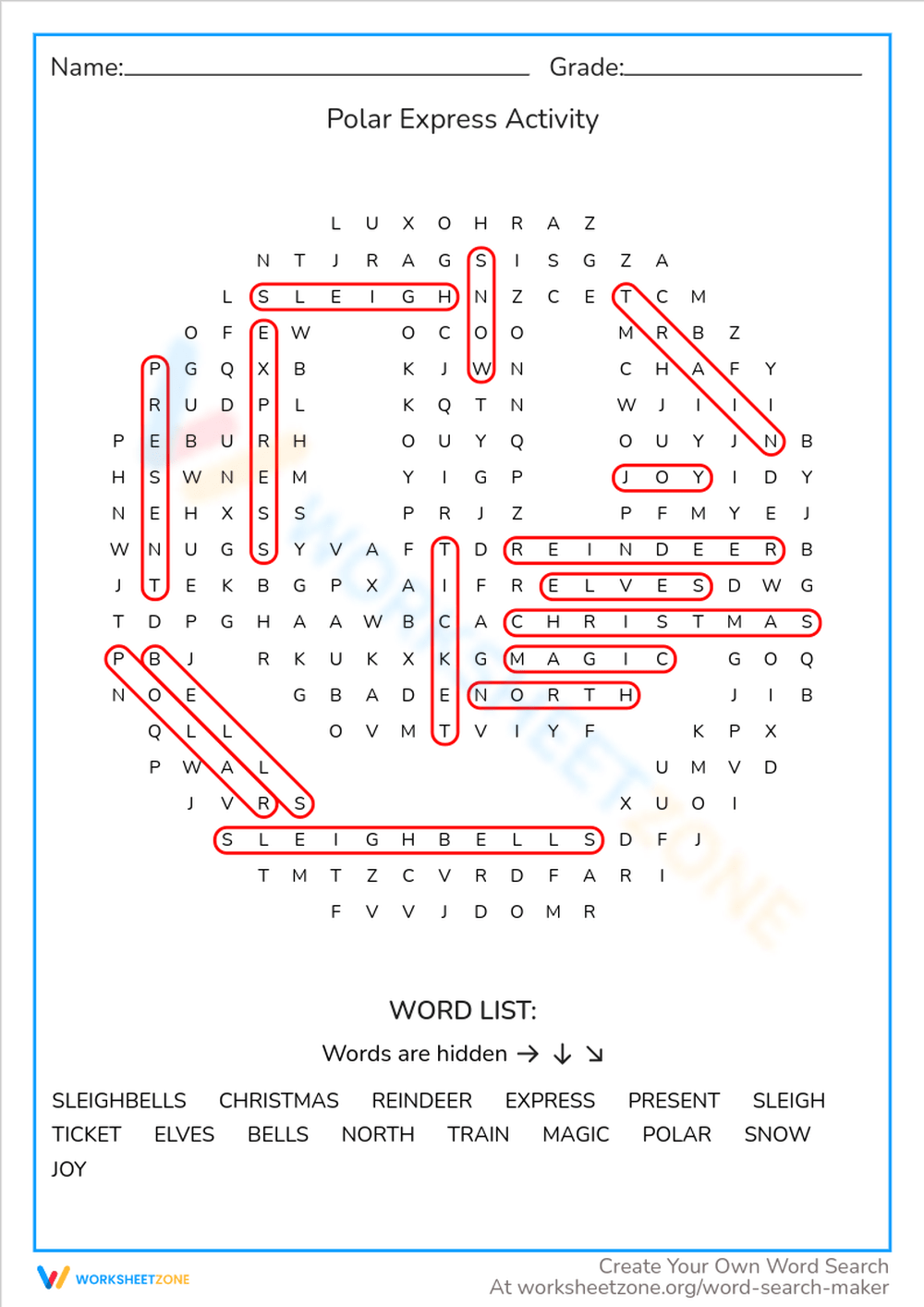 Polar Express Word Search Printable Polar Express Word Search Printable