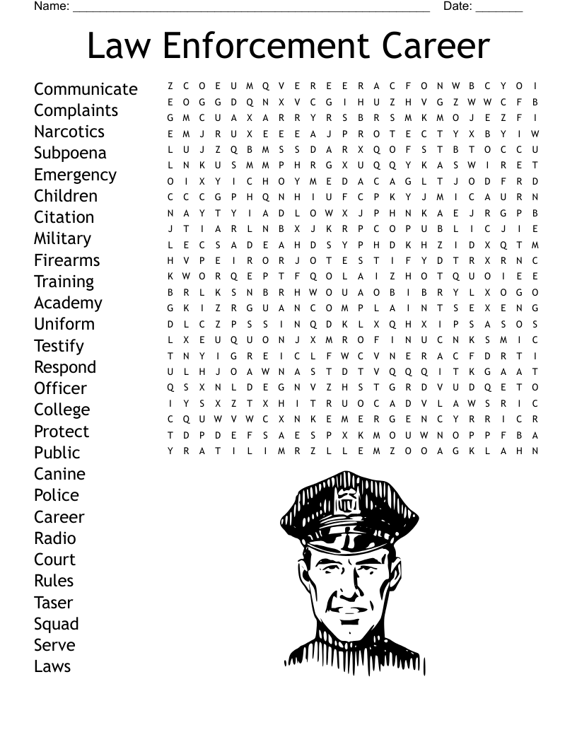 Police Word Search WordMint Police Word Search WordMint