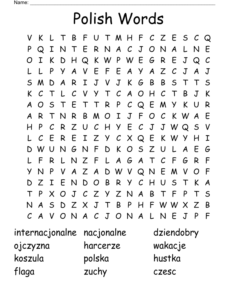 Polish Words Word Search WordMint
