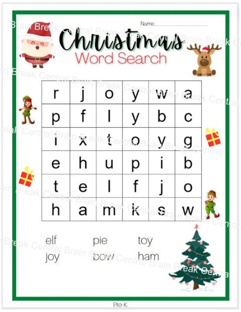 Pre k Christmas Word Search With Answer Key Printable Etsy