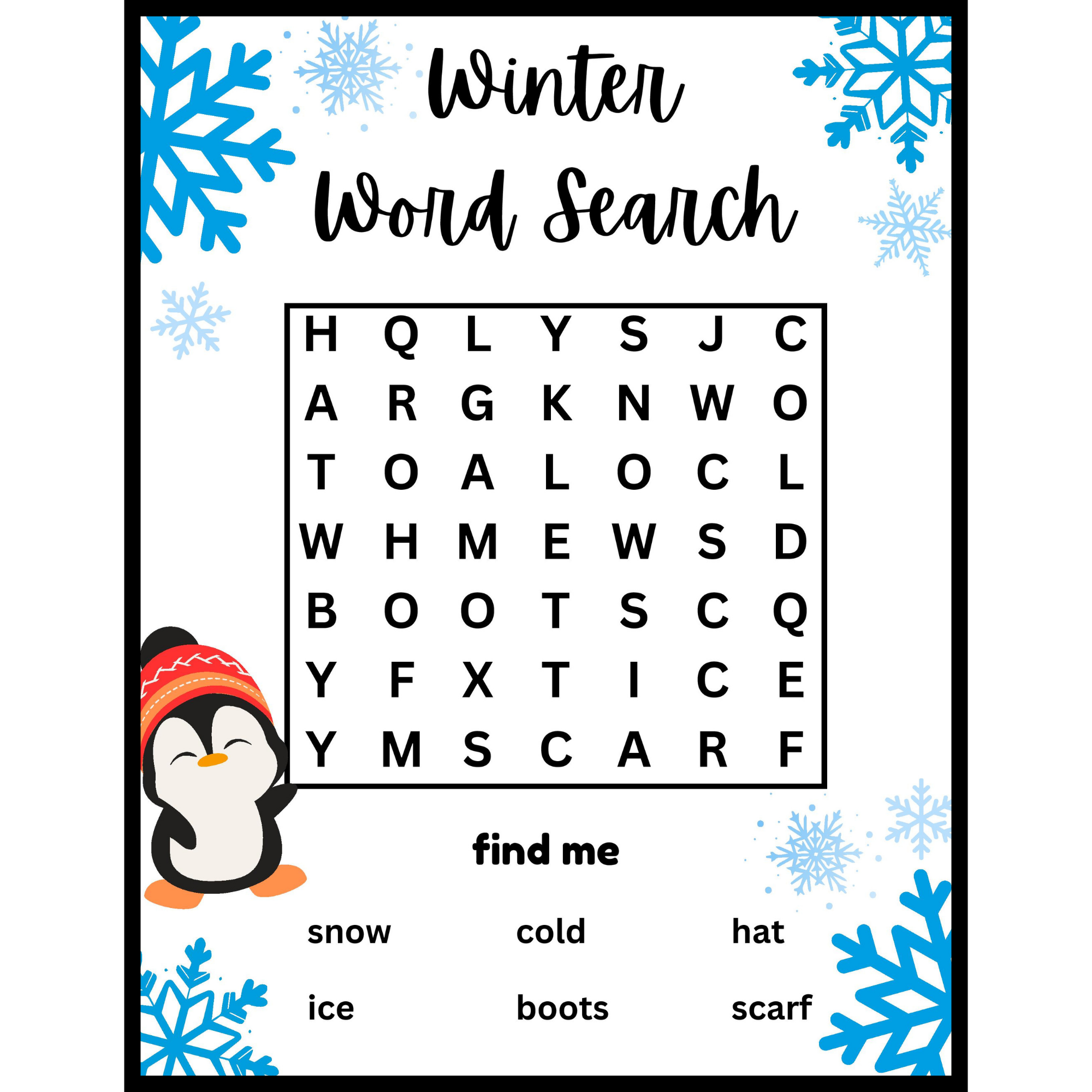 Preschool Kindergarten Winter Word Search Puzzle Worksheet Activity Preschool Kindergarten Winter Word Search Puzzle Worksheet Activity