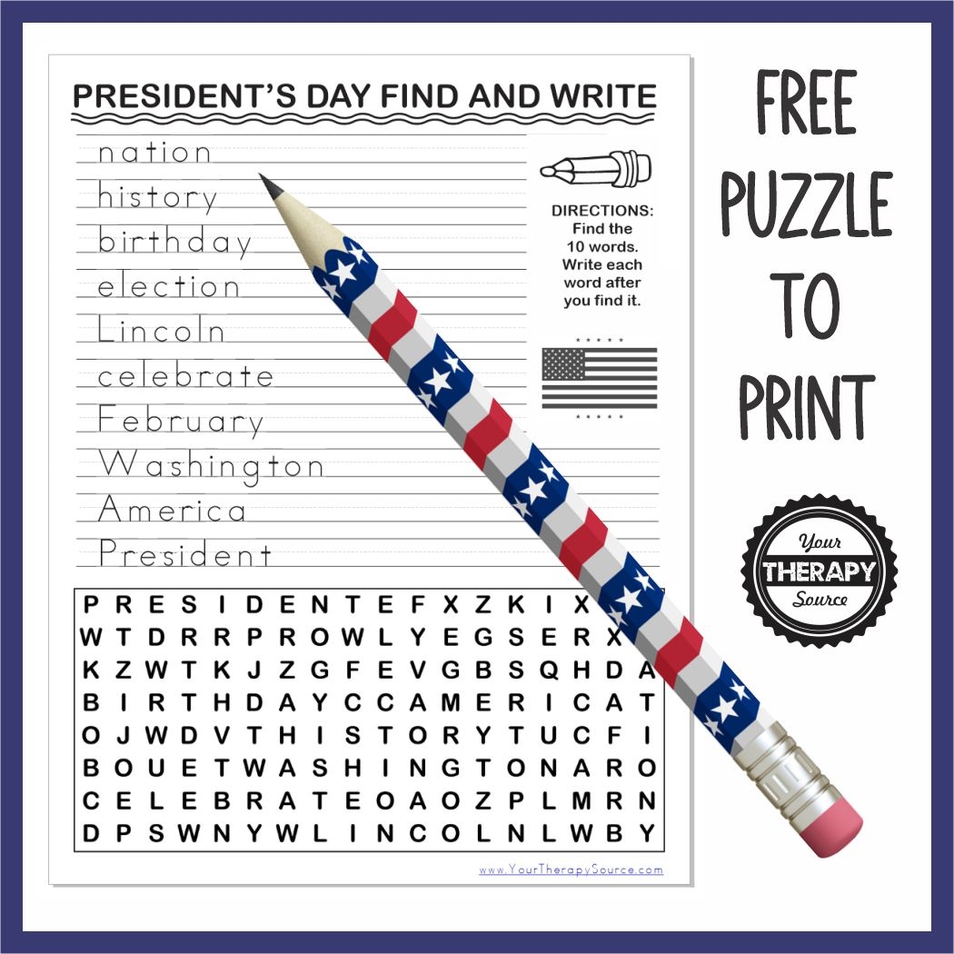 Presidents Day Word Search Free Printables
