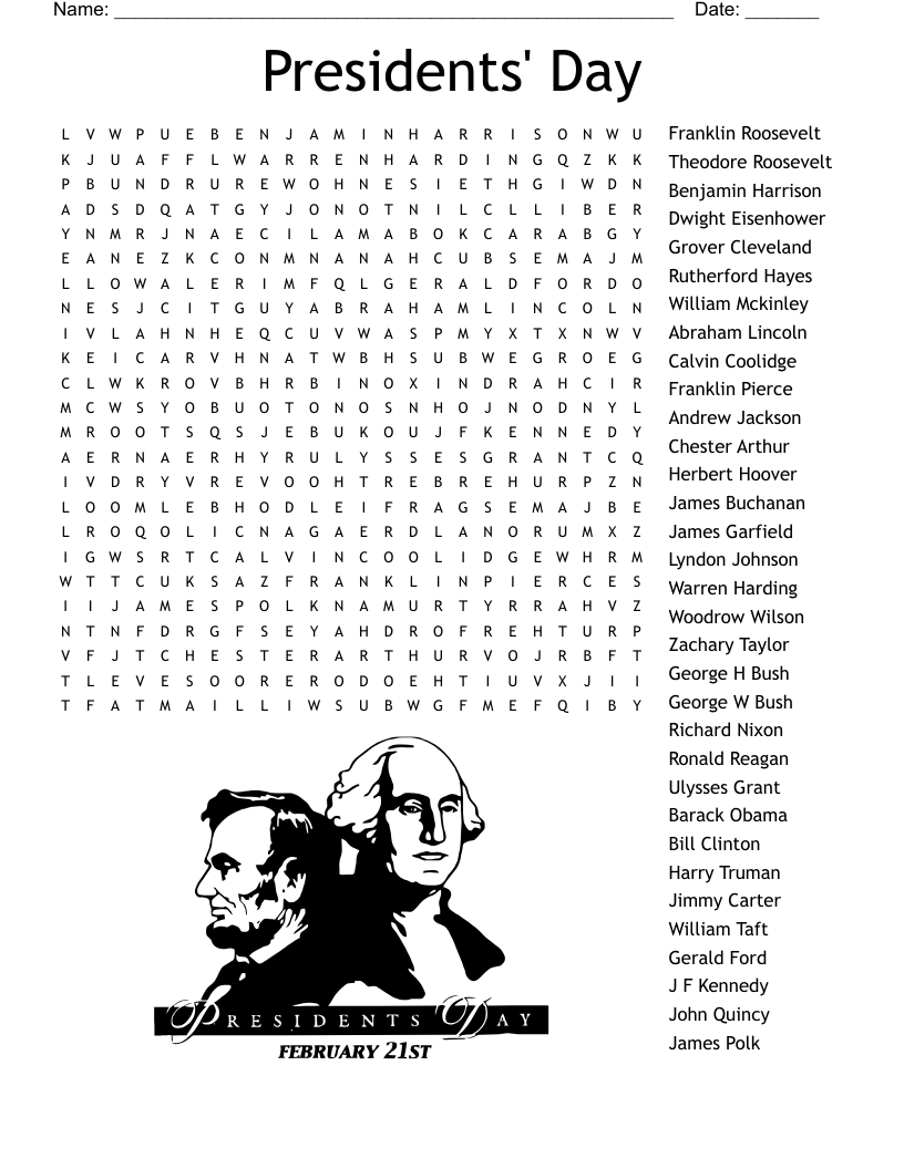 Presidents Day Word Search WordMint Presidents Day Word Search WordMint