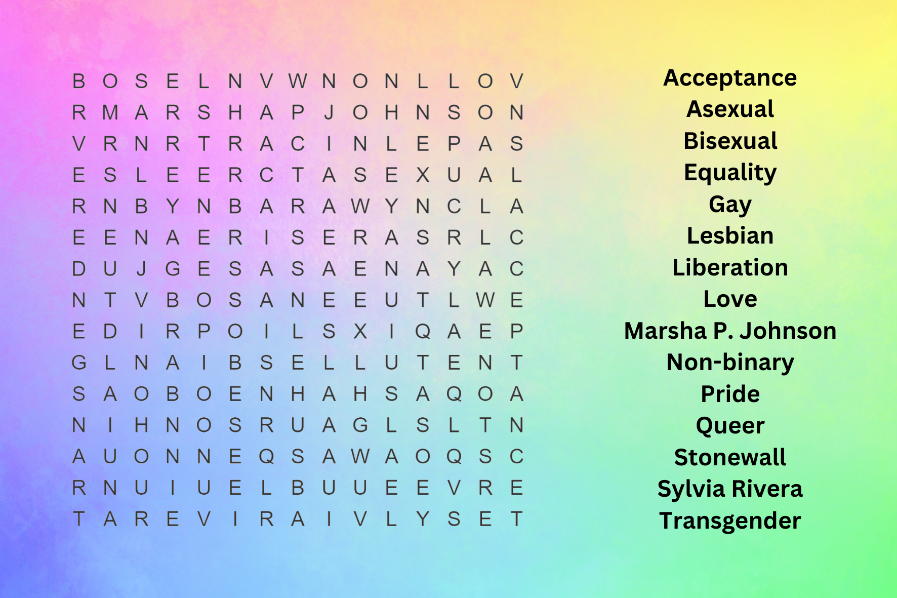 Pride Month Word Search The Charger Account