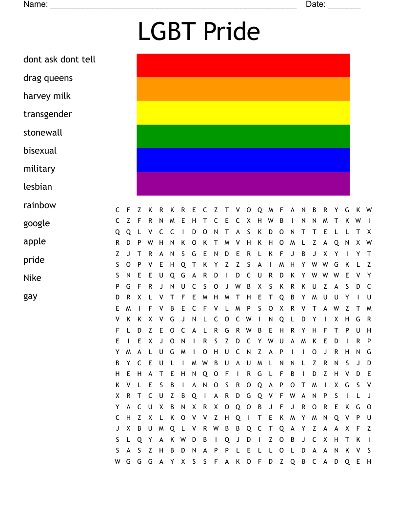 Pride Month Word Search WordMint