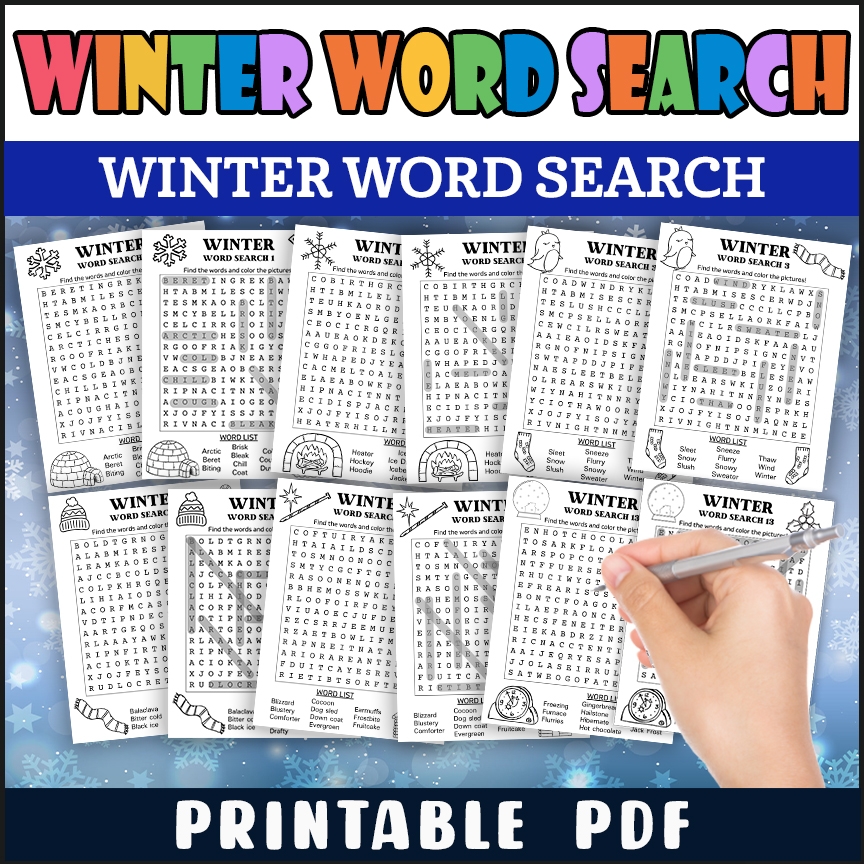 Printable 20 Winter Word Search Puzzle For Kids PDF Fun Winter Printable 20 Winter Word Search Puzzle For Kids PDF Fun Winter