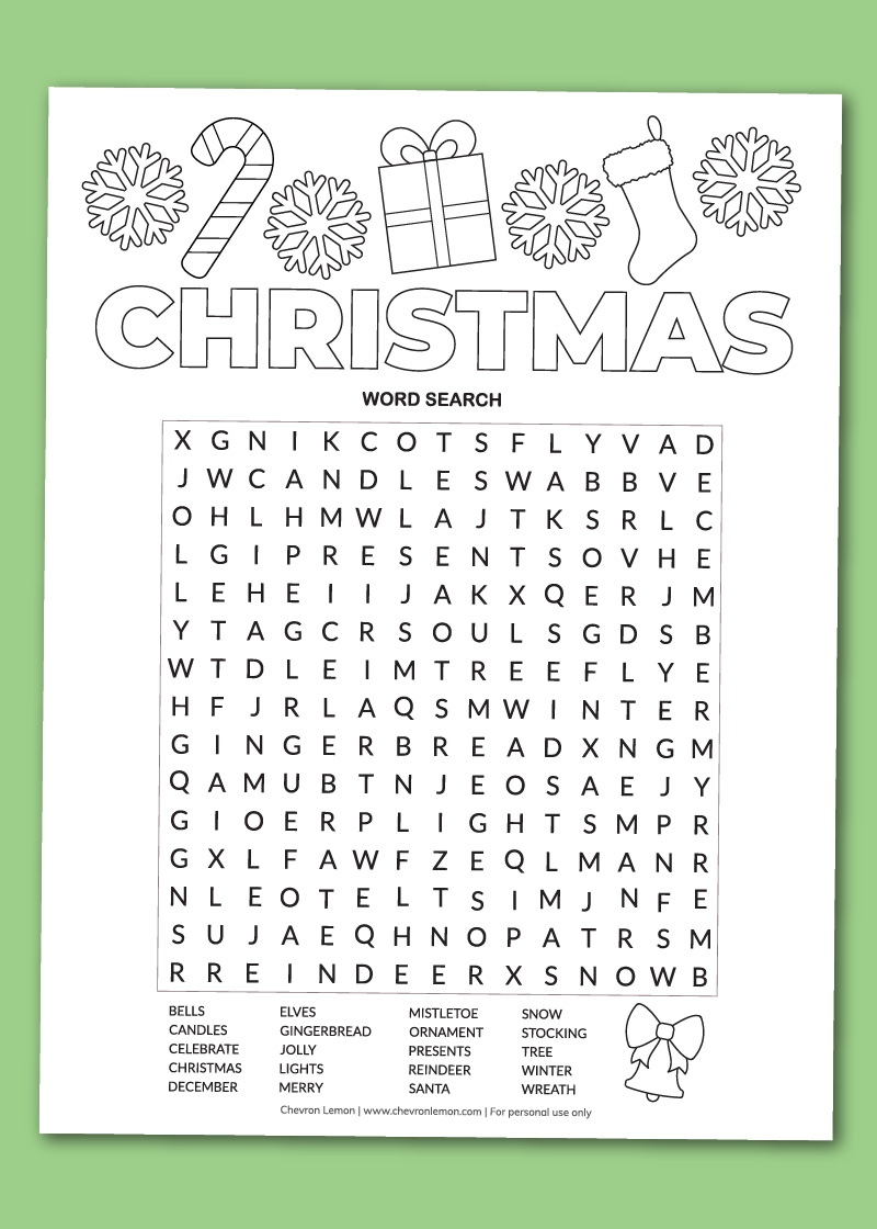 Christmas Holiday Word Search Printable Christmas Holiday Word Search Printable