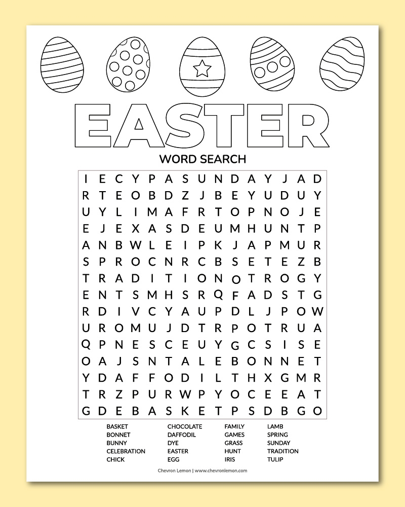 Easter Egg Word Search Printable Easter Egg Word Search Printable