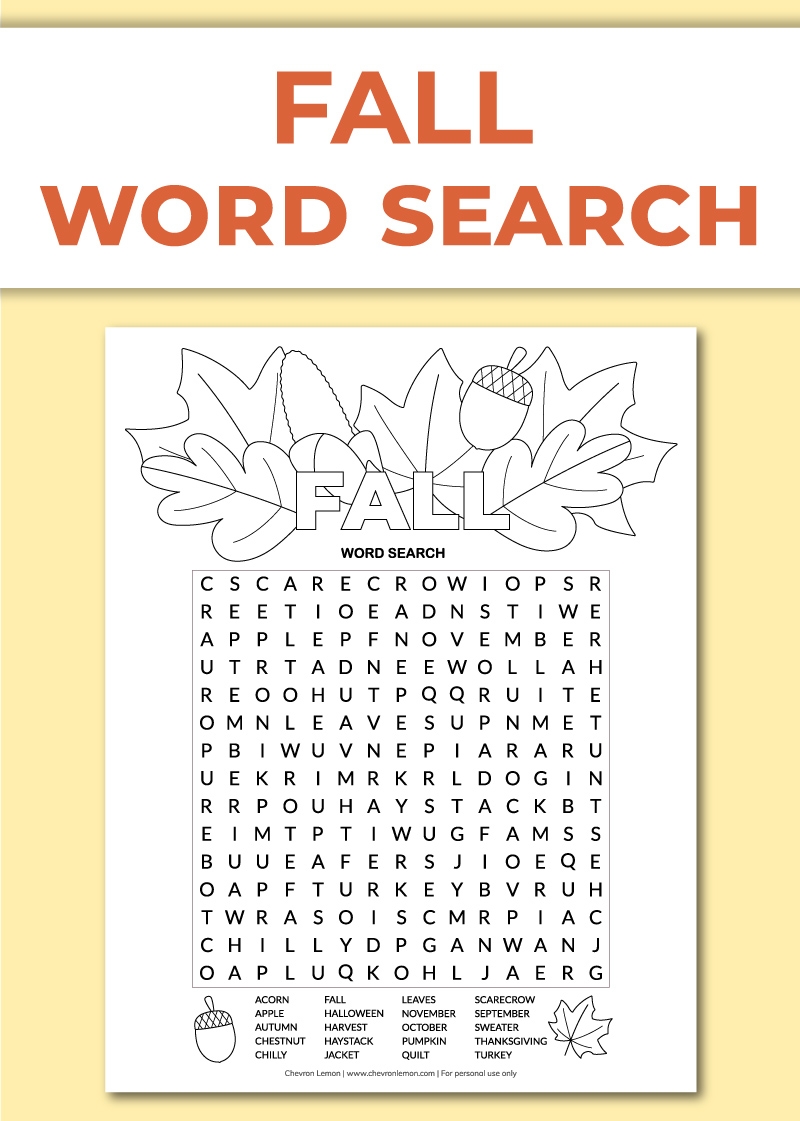 Fall Word Search Puzzle Printable Fall Word Search Puzzle Printable
