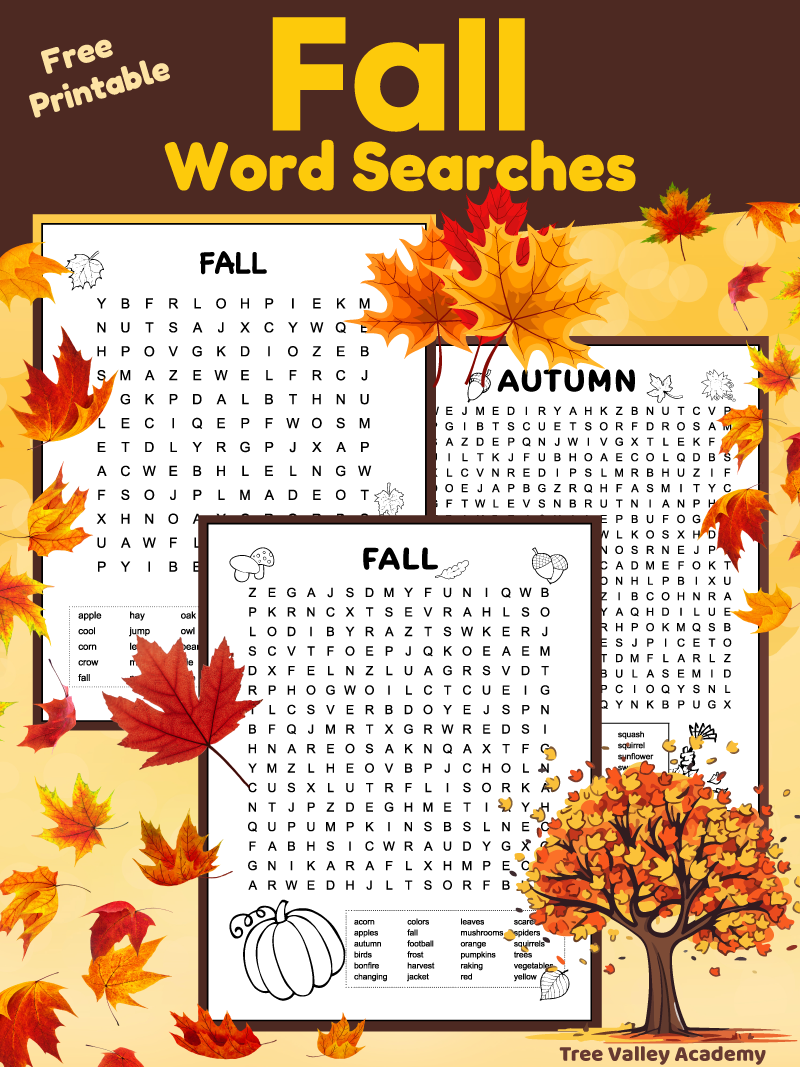 Free Autumn Word Search Printable