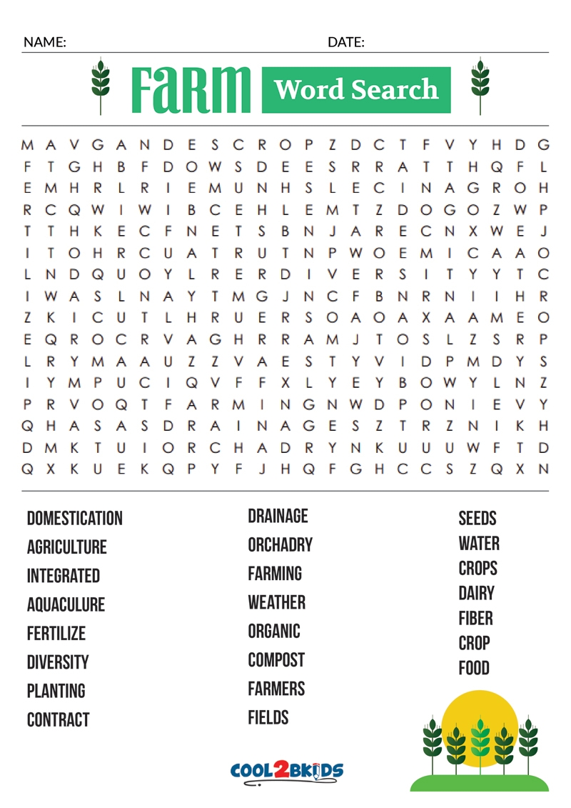 Printable Farm Word Search Cool2bKids Printable Farm Word Search Cool2bKids