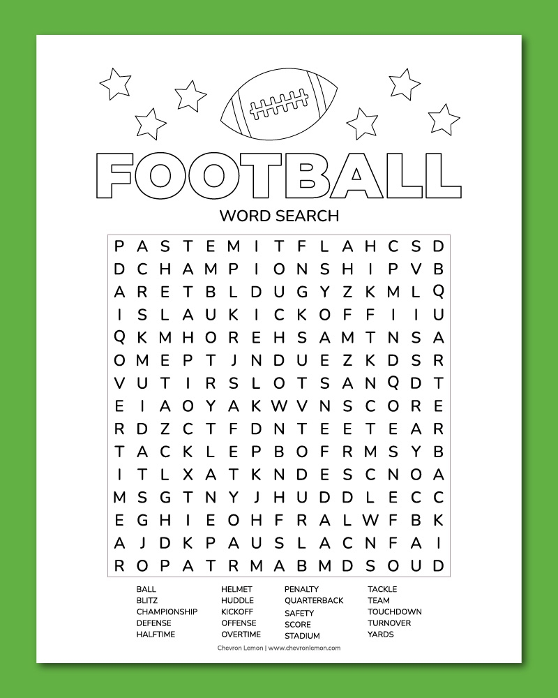 Printable Football Word Search