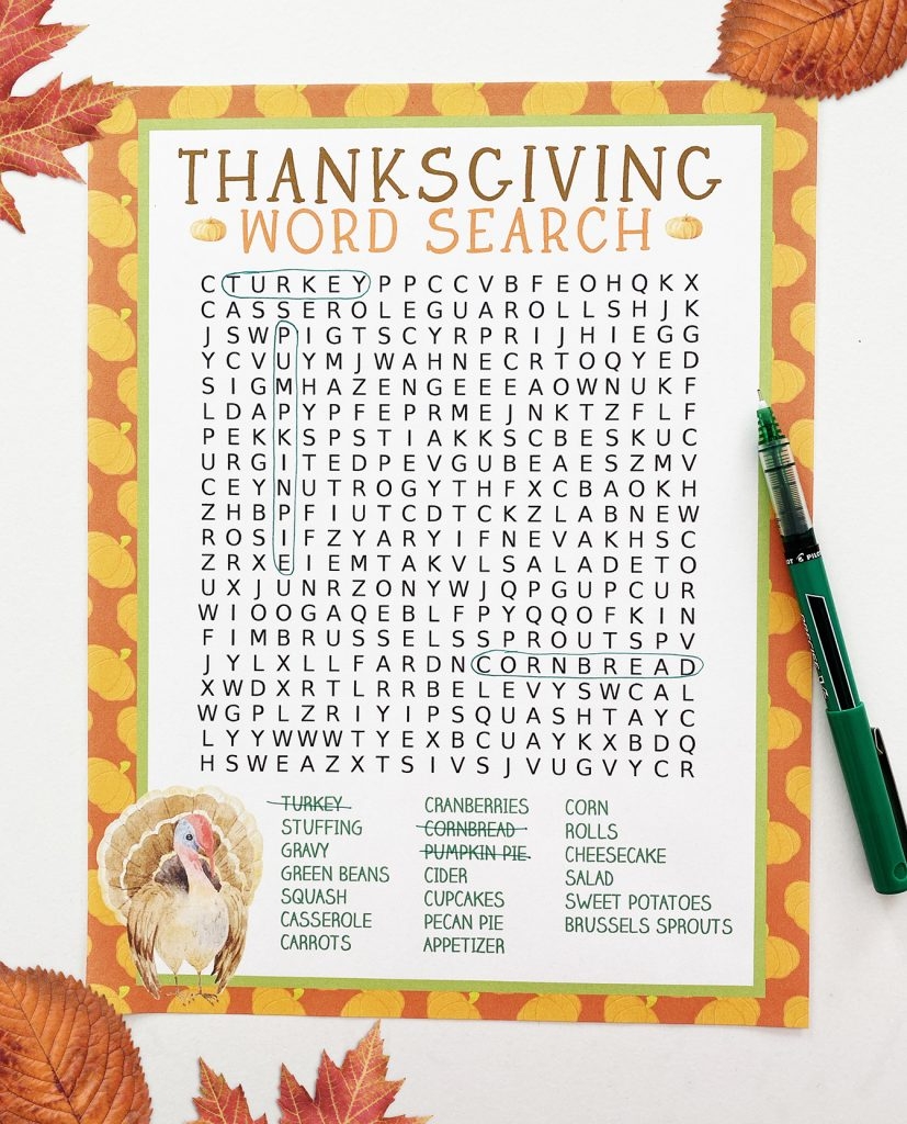 Printable Thanksgiving Word Search Pineapple Paper Co Printable Thanksgiving Word Search Pineapple Paper Co