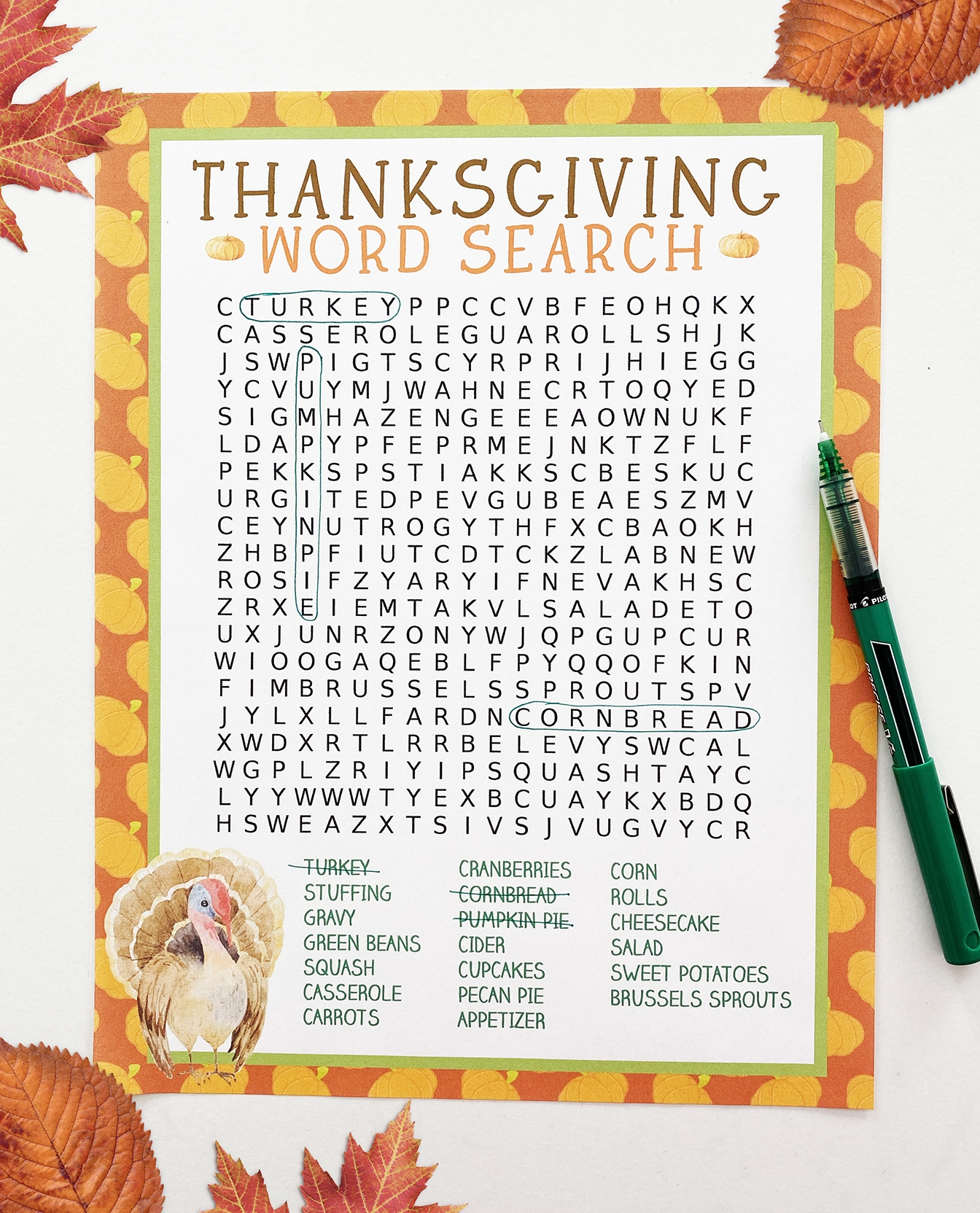 Printable Thanksgiving Word Search Pineapple Paper Co 
